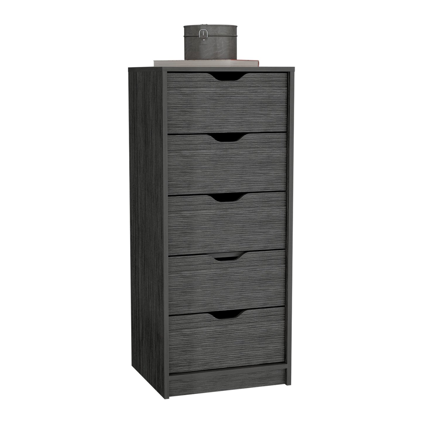 Dresser 42H" 5 Drawers Narrow Dresser, Slim Storage Chest of Drawers, Bedroom, Smokey Oak image 6