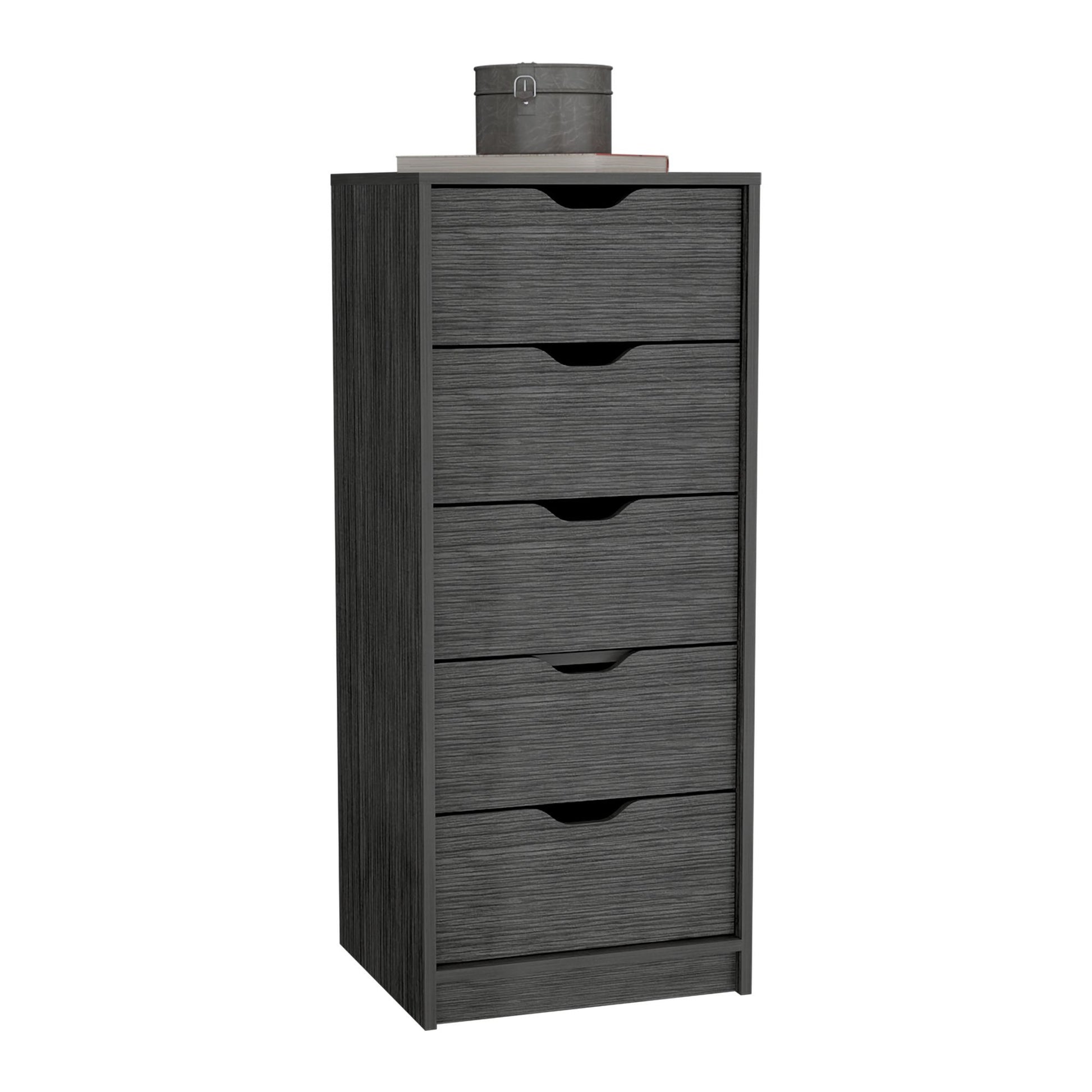 Dresser 42H" 5 Drawers Narrow Dresser, Slim Storage Chest of Drawers, Bedroom, Smokey Oak image 6