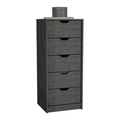 Dresser 42H" 5 Drawers Narrow Dresser, Slim Storage Chest of Drawers, Bedroom, Smokey Oak image 6