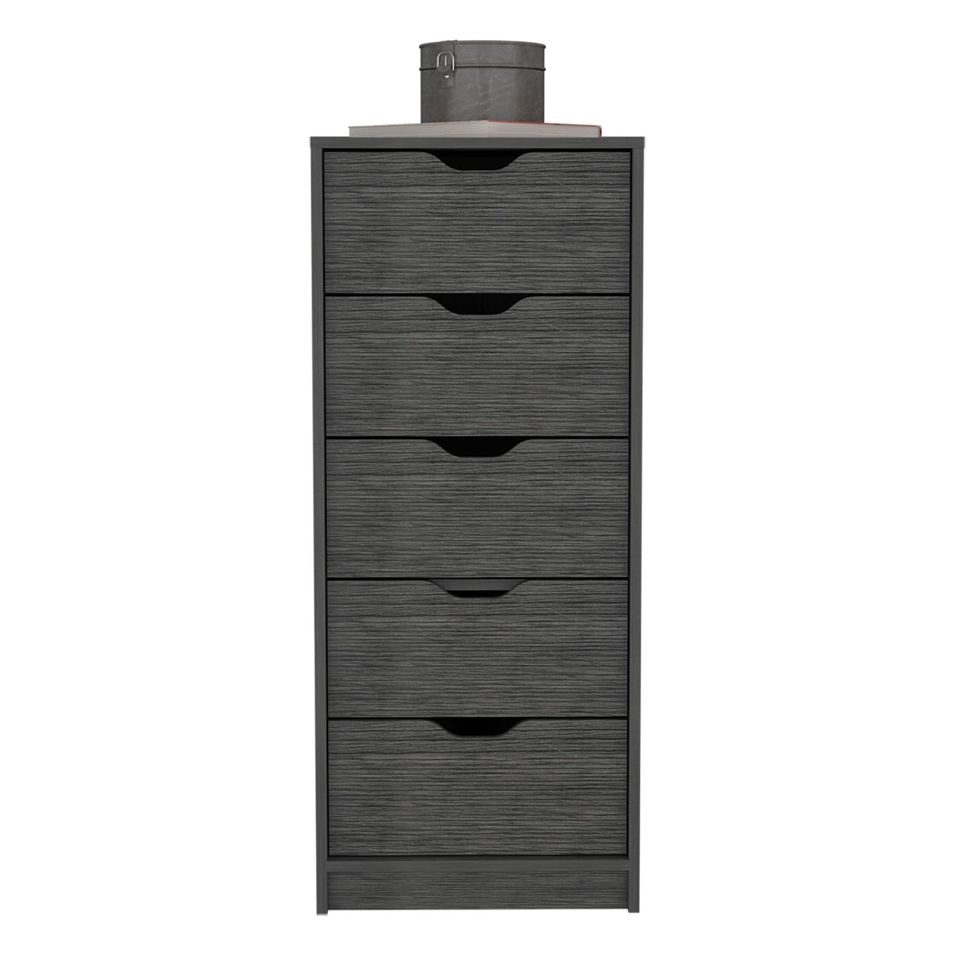 Dresser 42H" 5 Drawers Narrow Dresser, Slim Storage Chest of Drawers, Bedroom, Smokey Oak image 5
