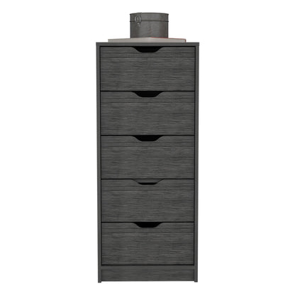 Dresser 42H" 5 Drawers Narrow Dresser, Slim Storage Chest of Drawers, Bedroom, Smokey Oak image 5