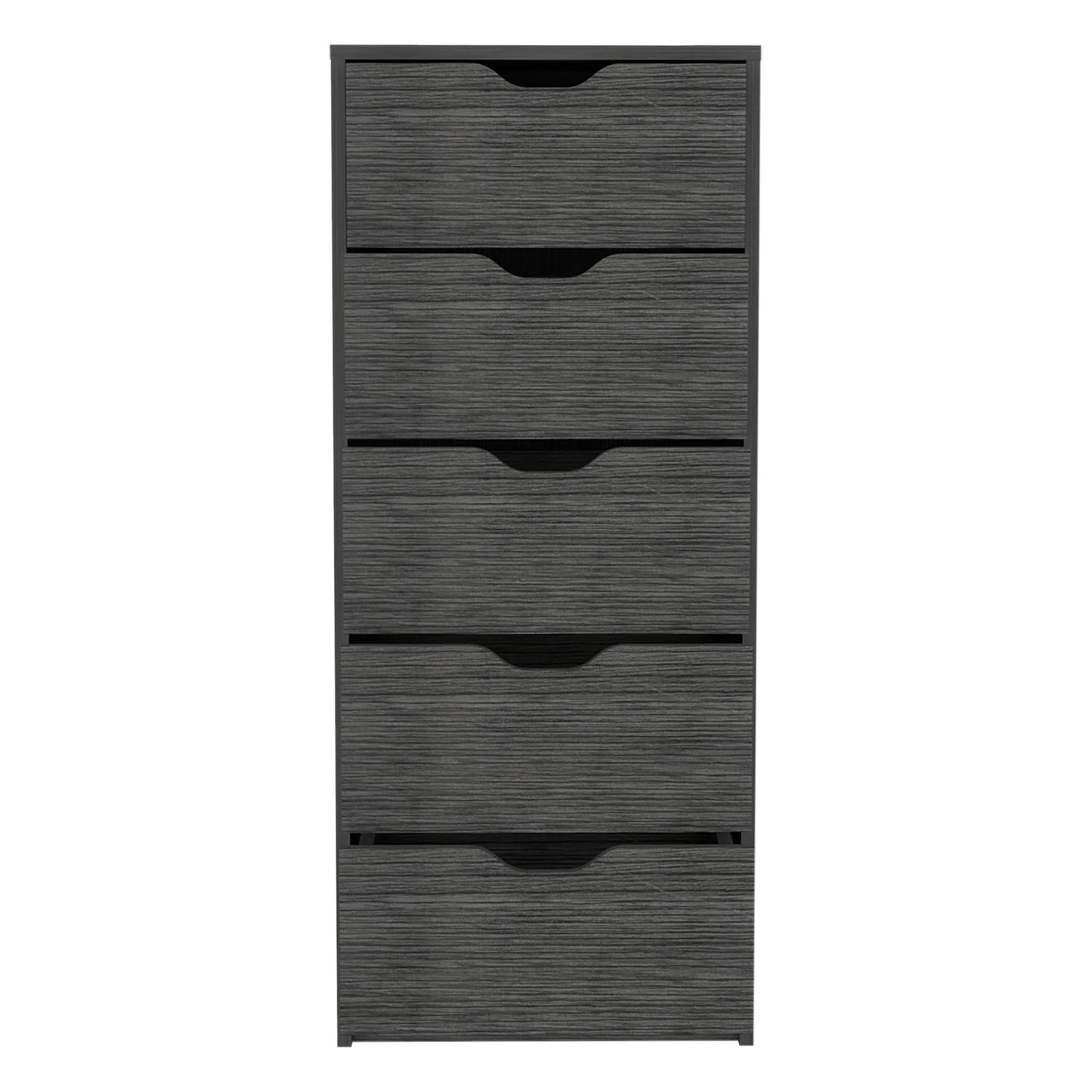 Dresser 42H" 5 Drawers Narrow Dresser, Slim Storage Chest of Drawers, Bedroom, Smokey Oak image 4