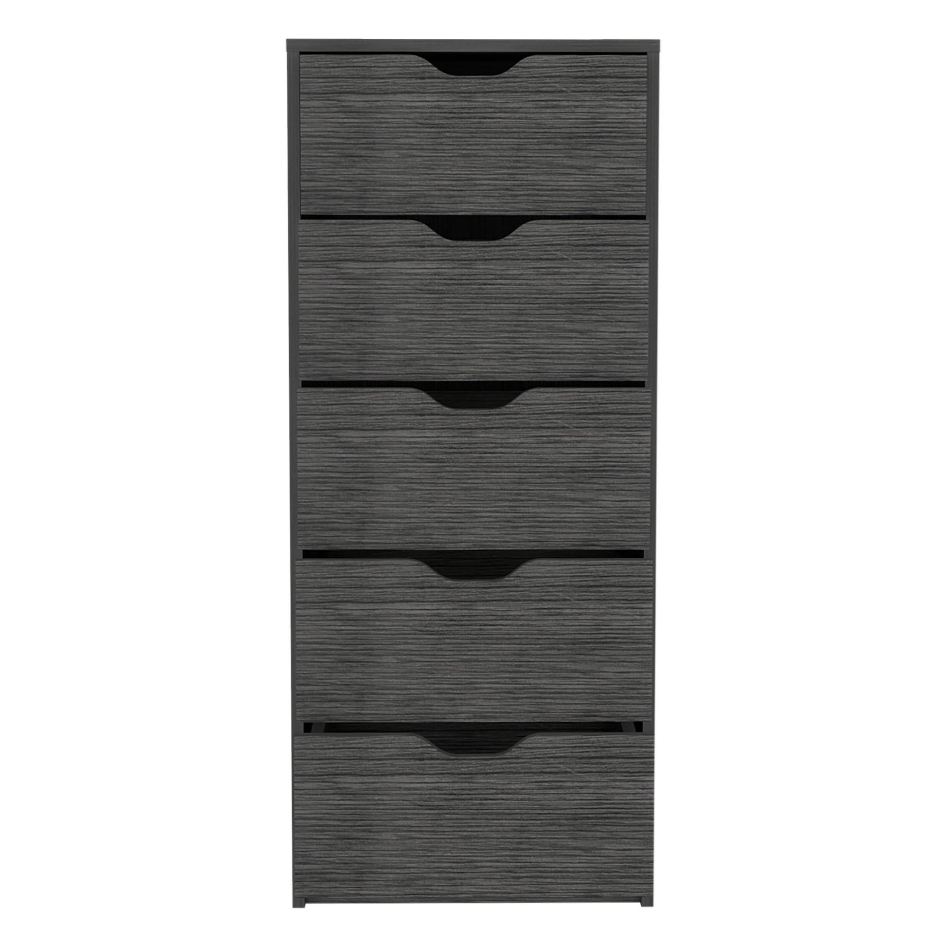 Dresser 42H" 5 Drawers Narrow Dresser, Slim Storage Chest of Drawers, Bedroom, Smokey Oak image 4