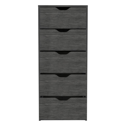 Dresser 42H" 5 Drawers Narrow Dresser, Slim Storage Chest of Drawers, Bedroom, Smokey Oak image 4