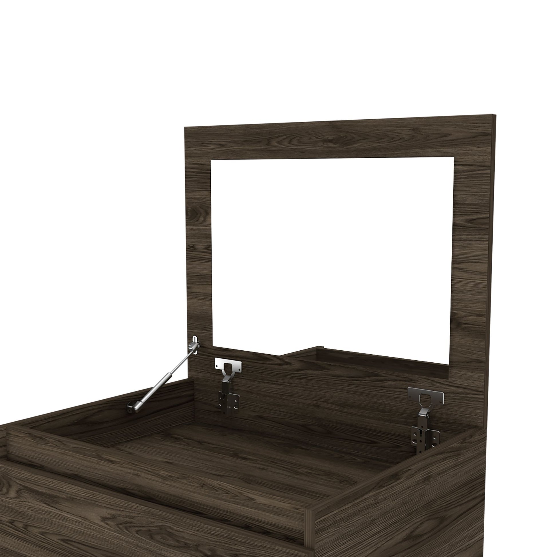 Dresser 43"H, Jewelry Box, Mirror, Single Door Cabinet, Two Drawers, Dark Walnut image 9