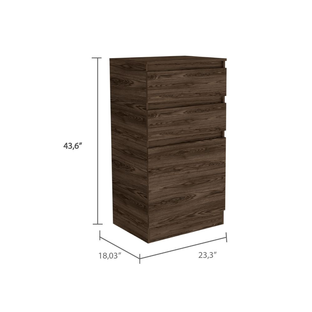 Dresser 43"H, Jewelry Box, Mirror, Single Door Cabinet, Two Drawers, Dark Walnut image 4