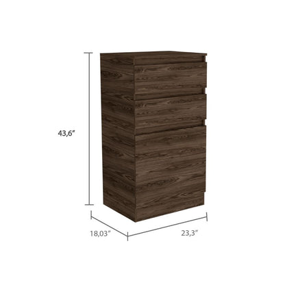 Dresser 43"H, Jewelry Box, Mirror, Single Door Cabinet, Two Drawers, Dark Walnut image 4