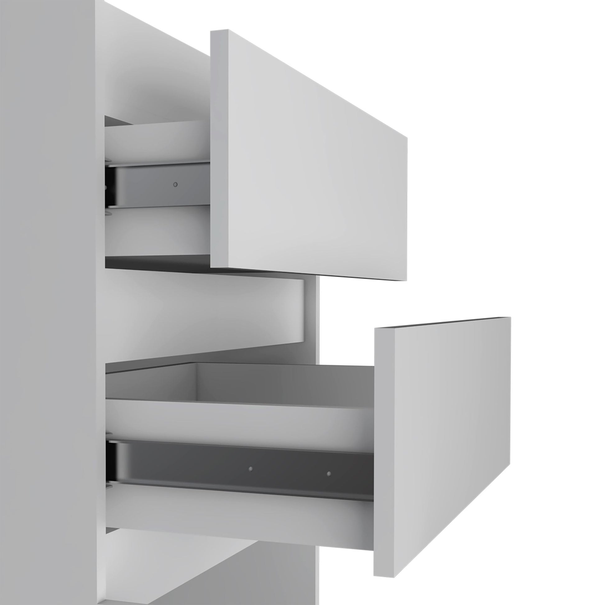 Dresser 43"H, Jewelry Box, Mirror, Single Door Cabinet, Two Drawers, White image 7