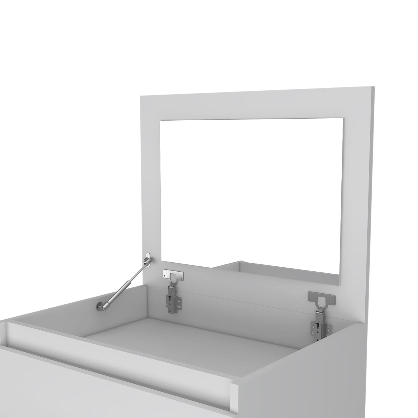 Dresser 43"H, Jewelry Box, Mirror, Single Door Cabinet, Two Drawers, White image 8