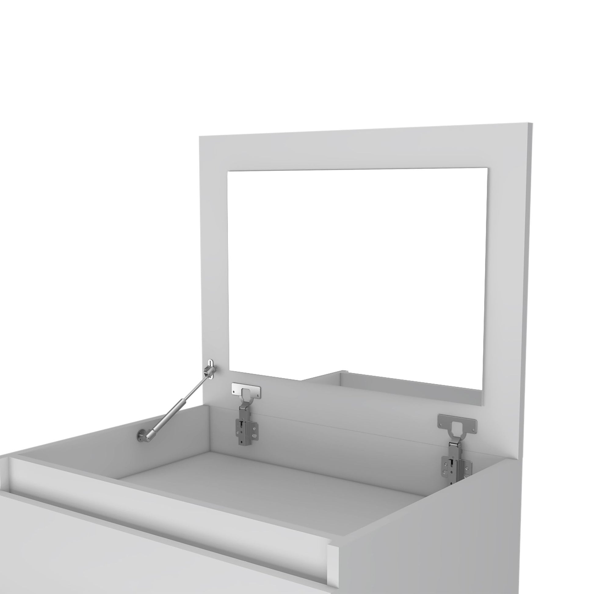 Dresser 43"H, Jewelry Box, Mirror, Single Door Cabinet, Two Drawers, White image 8