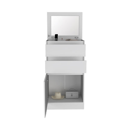 Dresser 43"H, Jewelry Box, Mirror, Single Door Cabinet, Two Drawers, White image 5