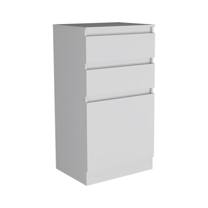 Dresser 43"H, Jewelry Box, Mirror, Single Door Cabinet, Two Drawers, White image 4