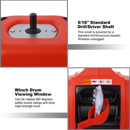 Drill Winch Hoist Portable Drill Winch of 750 LB Capacity with 40 Feet Steel Wire Drill Winch for Lifting & Dragging image 7