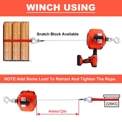 Drill Winch Hoist Portable Drill Winch of 750 LB Capacity with 40 Feet Steel Wire Drill Winch for Lifting & Dragging image 4