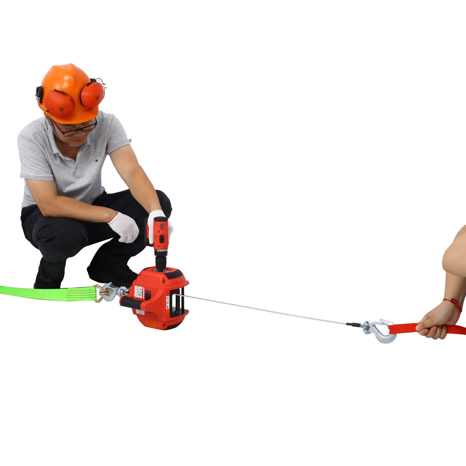 Drill Winch Hoist Portable Drill Winch of 750 LB Capacity with 40 Feet Steel Wire Drill Winch for Lifting & Dragging image 11