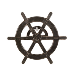 VANORA 20" HOSE HOLDER, Outdoor Shiny Copper Aluminum Ship Wheel Hose Holder