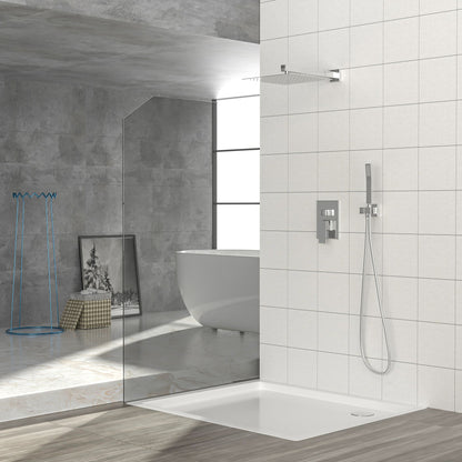 Dual Shower Head - 12 Inch Wall Mounted Square Shower System with Rough-in Valve,Chrome image 3