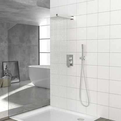 Dual Shower Head - 12 Inch Wall Mounted Square Shower System with Rough-in Valve,Chrome image 4