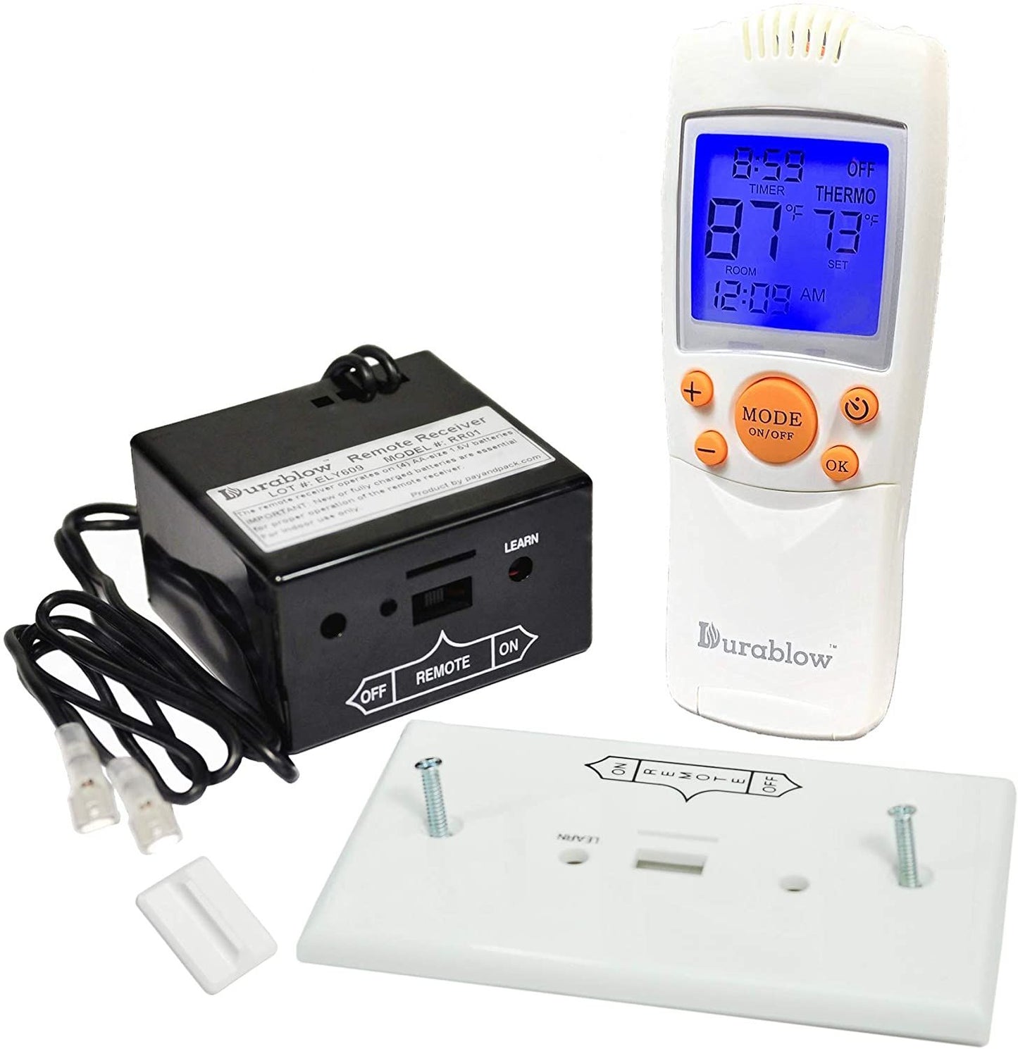 Durablow TR1004 Gas Fire Fireplace On/Off Remote Control Kit + Thermostat + Timer + Backlit Transmitter for Millivolt Va image 1
