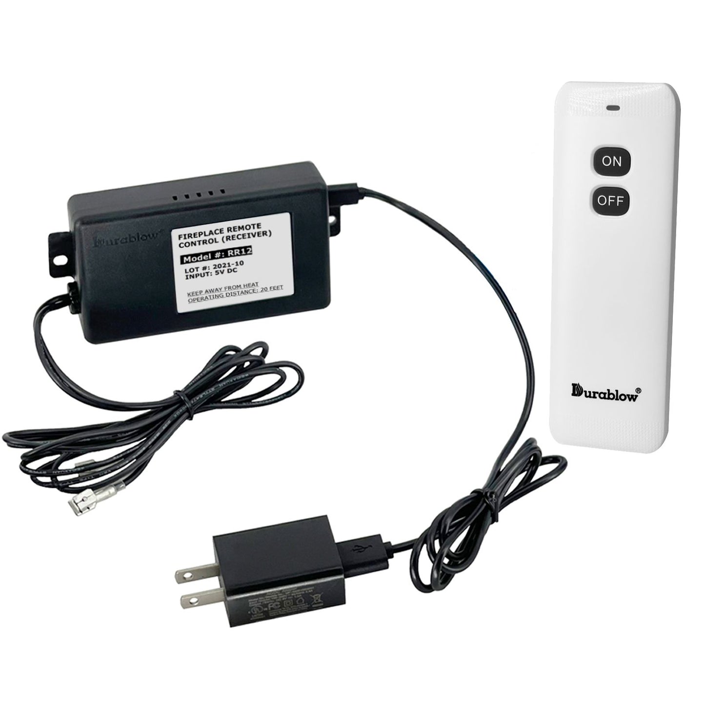 Durablow TR2001 Gas Fireplace On/Off Remote Control Kit for Millivolt Valve or Electronic Ignition Module (Input 100-240 image 1