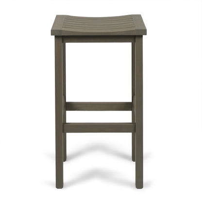 3-Piece Balcony Bar Set with Bottom Shelf Table and 2 Stools, Grey Finish image 8