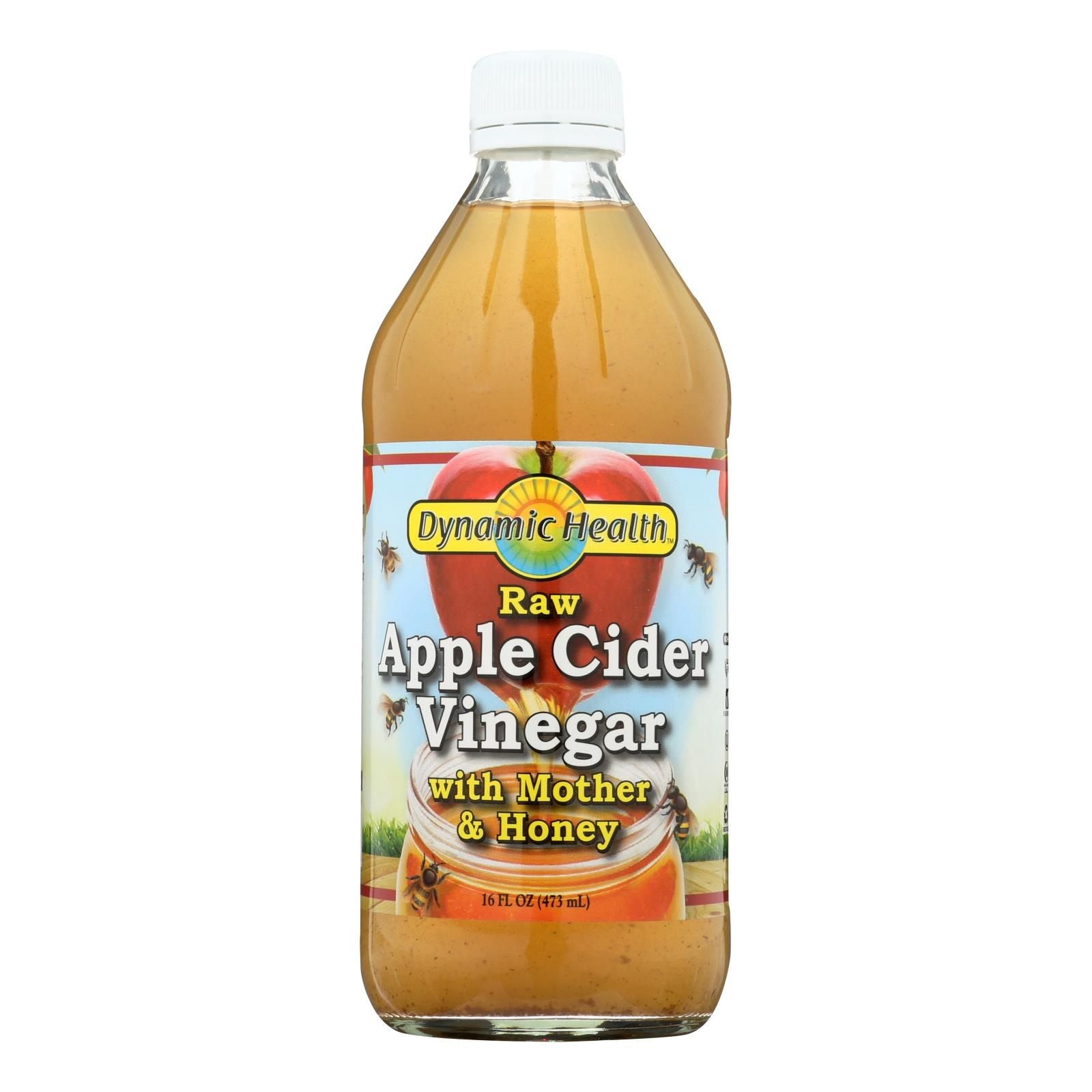 Dynamic Health Apple Cider Vinegar - With The Mother And Natural Honey - Glass Bottle - 16 Oz image 1