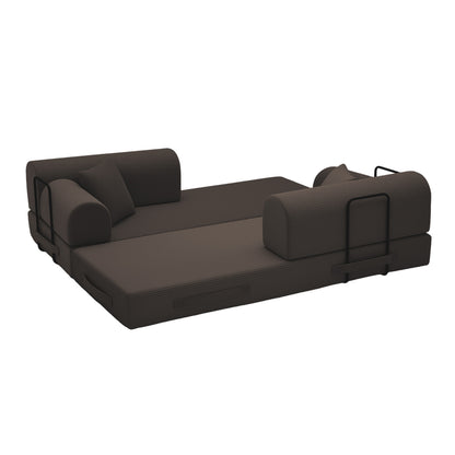 Convertible Sleeper Sofa Bed,Corduroy Folding Mattress Couch with Fixed-Shape Frame, Floor Sofa Lounge Couch for Living Room Bedroom(Brown) image 7
