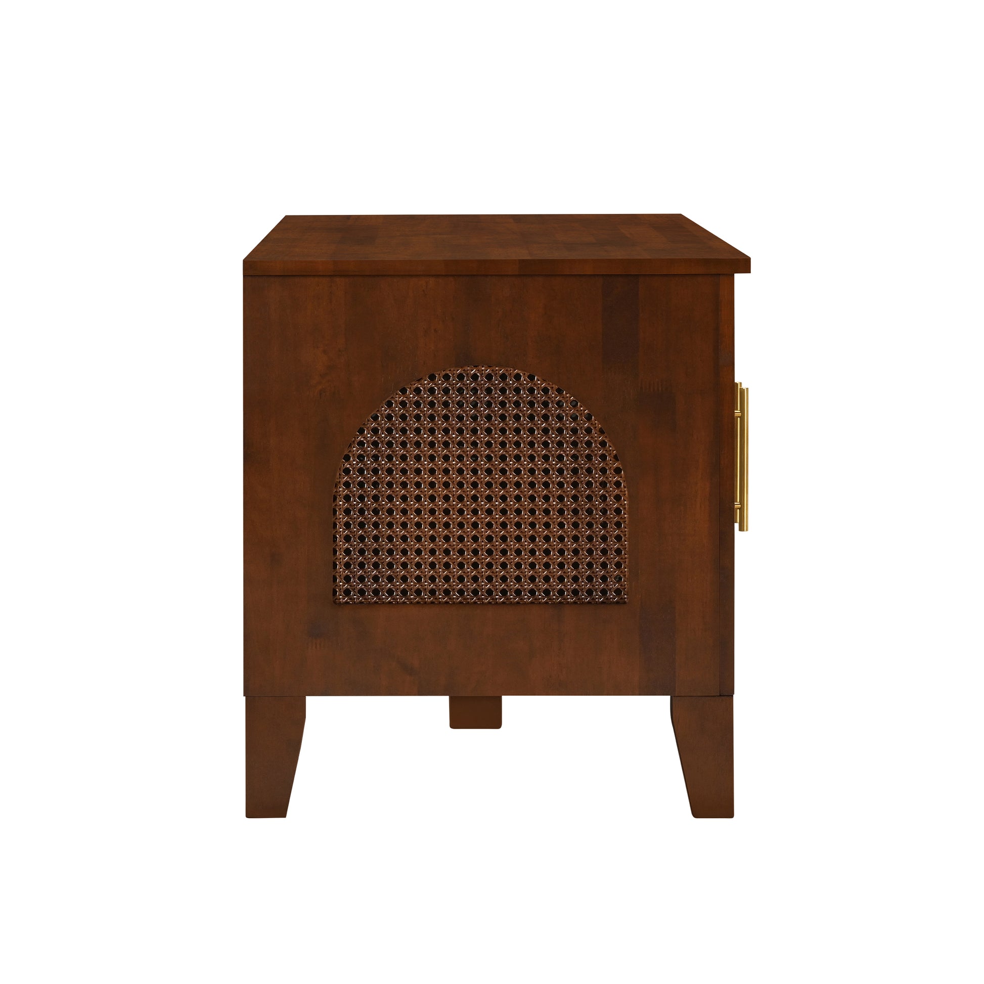 Lars Indoor Rattan Decorated Rubber Wood Dog Crate Cabinet Furniture – Stylish Pet Kennel with 4 Doors for Living Room image 9