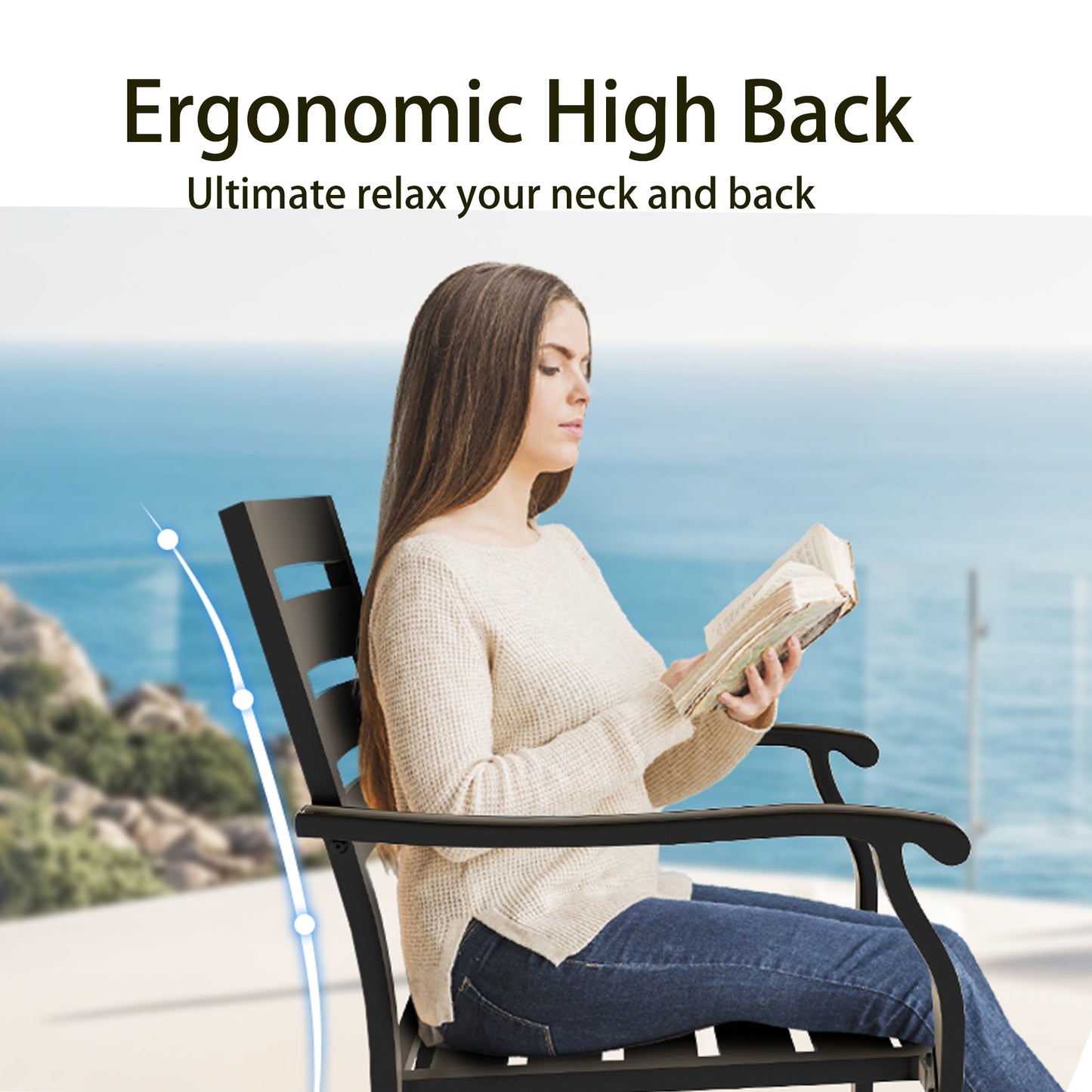 VRSHWO lron Terrace Dining Chairs, a Set of 2 Black Color Outdoor Chairs, Bistro Metal Chairs, All-Weather Outdoor Metal Dining Chairs, Suitable for Gardens, Terraces, and Swimming Pool image 2