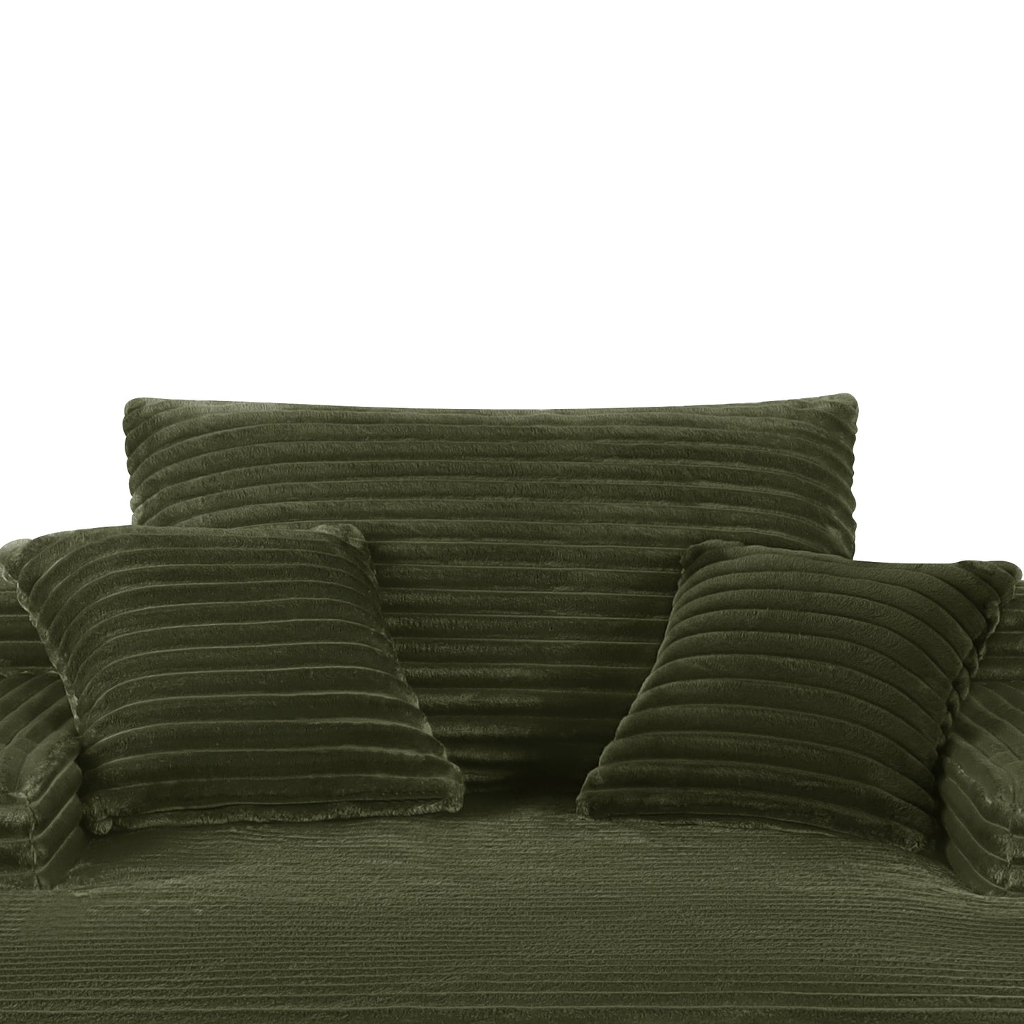 NEW Convertible Chaise Lounge Chair Plush with Wide Armrest & Throw Pillows, Cozy Boneless Sleeper Sofa Bed Armchair, with cup holder,for Living Room, Bedroom, No Assembly Required,Plush,Green image 9