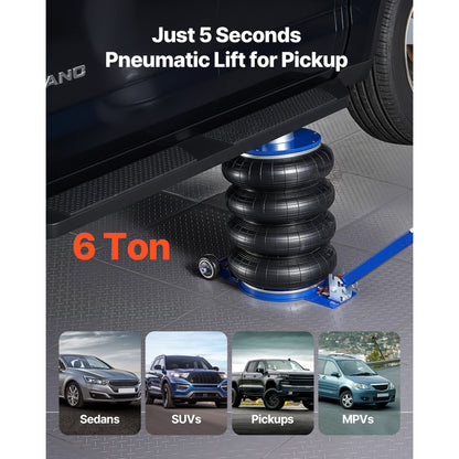Air Jack, 6 Ton/13227 lbs Airbag Jack, Lift Up to 26.5 inch with Heightened Column, Adjustable Handle & Thick Rubber Pad, 2-5 s Fast Lifting Pneumatic for Car, SUV, Pickup Truck Repair, Garage image 6