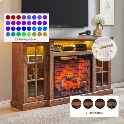 65" Fireplace TV Stand for TVs up to 75",with 28" Electric Fireplace and LED Light image 8
