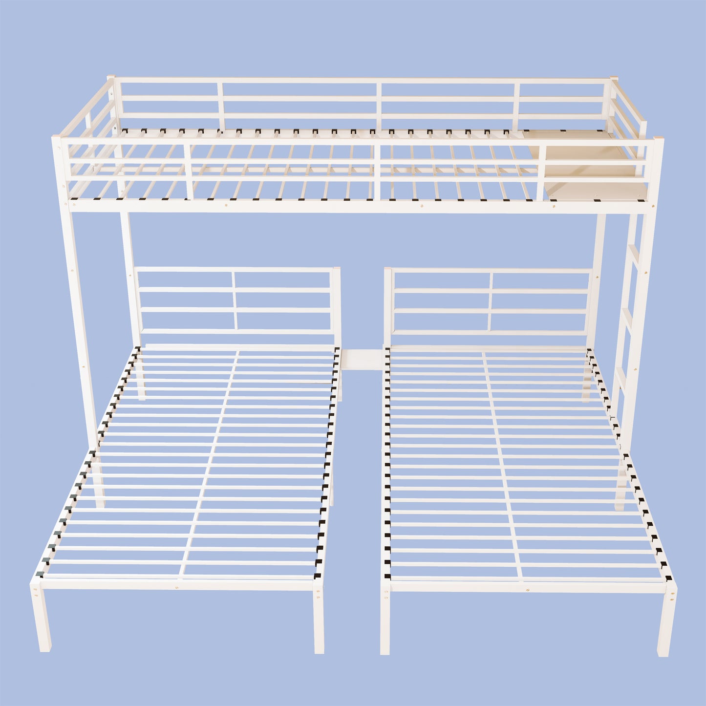 Triple Bunk Bed for Kids,3 Bed Bunk Beds for 3,Metal Triple Bunk Beds,Separates Into 3 Twin Beds,Noise Reduced Structure,White image 9