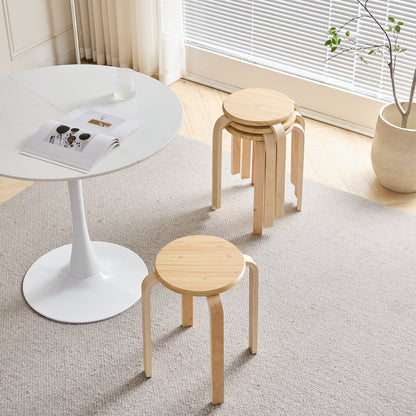 Set of 4 Stackable Stools, Stackable Bentwood Stools, Round Backless Chairs for Dining Room, Kitchen, Classroom image 2