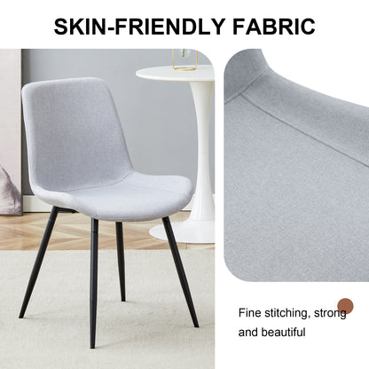 Comfortable Linen-Cotton Dining Chair Set - Six Pieces in Light Gray.Integrated Seat and Backrest,Linen-Cotton Material,Curved Widened Cushion Design For More Comfort. image 5