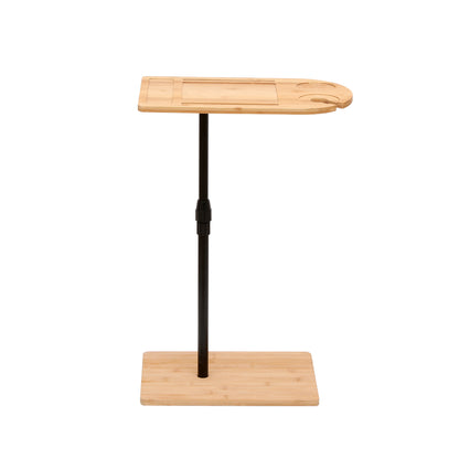 Couch Tray Table Bamboo Height Adjustable Side Table for Sofa C-shaped Oval End Tables with Slots for Bed & Chairs in Living Room & Bedroom (Oval + Rectangle) image 11
