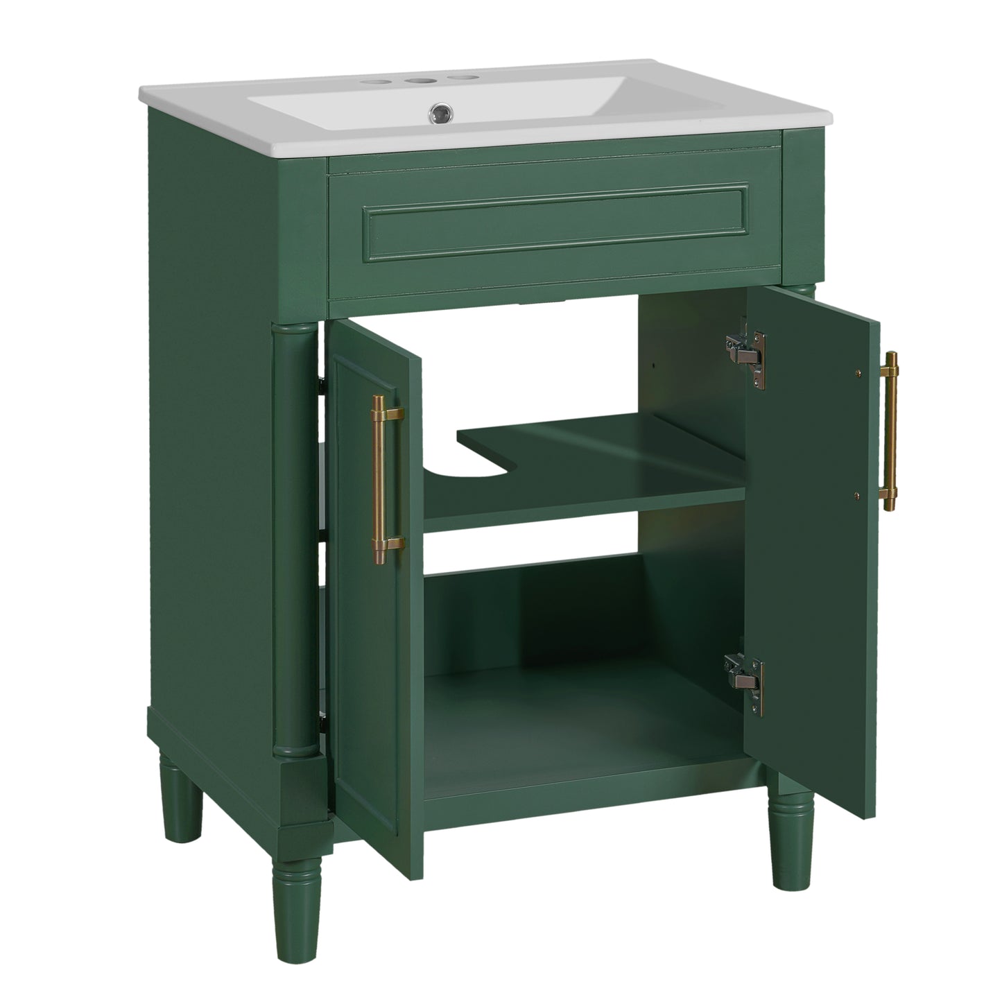 24" Bathroom Vanity with Integrated Ceramic Sink, Bathroom Cabinet with 2 Doors, Single Sink Bathroom Vanity for Small and Medium Restroom image 11