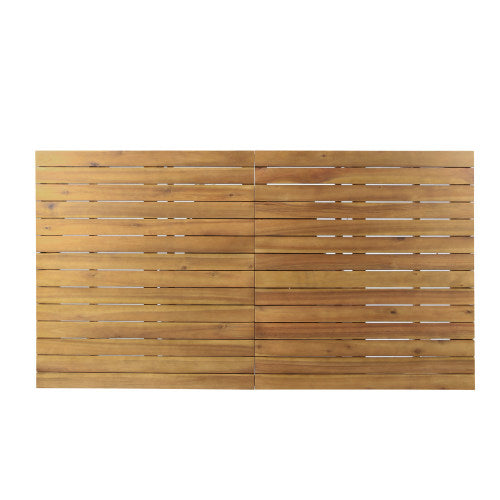 Extendable Acacia Wood Outdoor Dining Table, Teak Finish Rectangular Patio Expandable Table, Weather Resistant Slatted Top for Backyard Garden Porch, Adjustable Length 65.75"-85.43" image 8