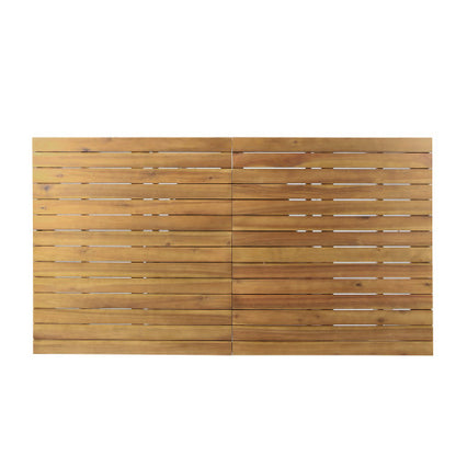 Extendable Acacia Wood Outdoor Dining Table, Teak Finish Rectangular Patio Expandable Table, Weather Resistant Slatted Top for Backyard Garden Porch, Adjustable Length 65.75"-85.43" image 8