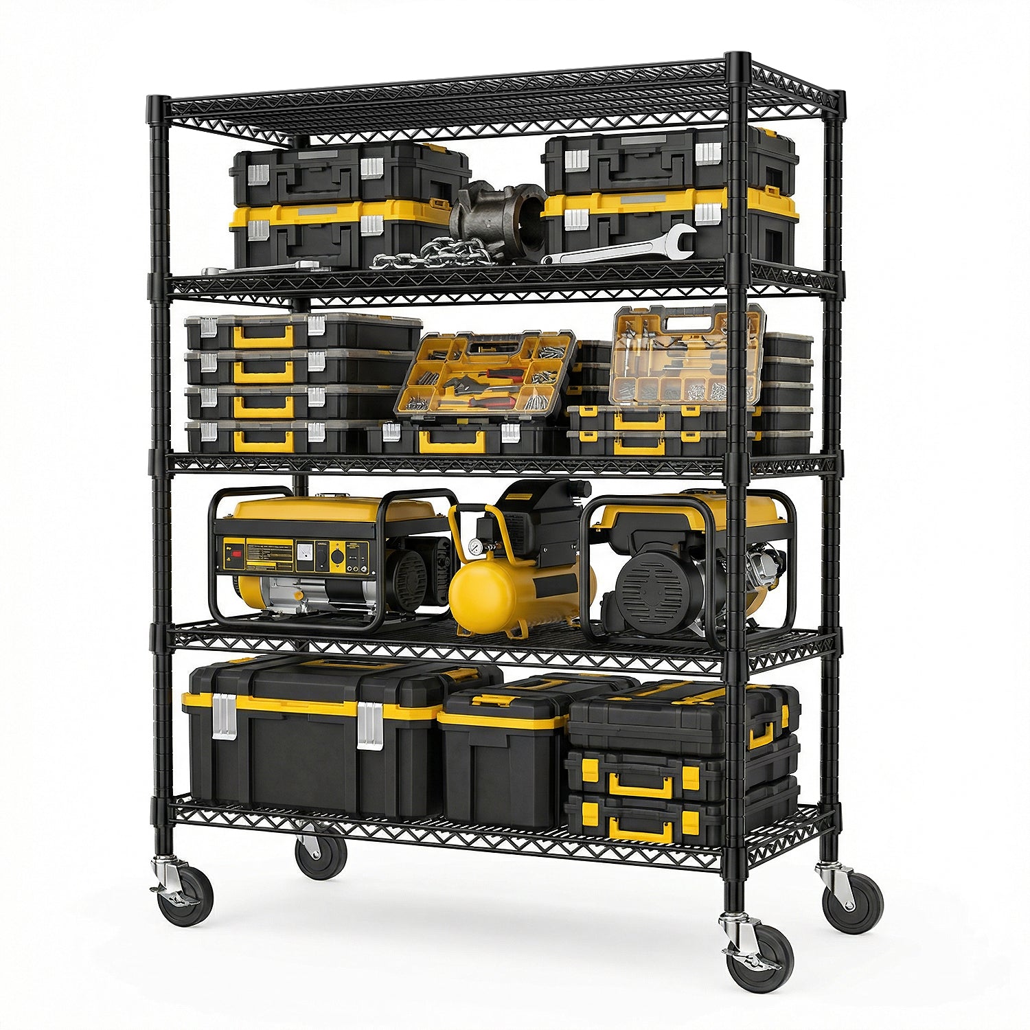 3300 lbs Capacity Industrial Metal Shelving Units, 5 Tier Heavy Duty Easy Assembly Garage Shelving for Commercial, Basement, Pantry, Warehouse, School, Black 23.6" D x 53.2" W x 73.6" H image 1