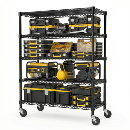 3300 lbs Capacity Industrial Metal Shelving Units, 5 Tier Heavy Duty Easy Assembly Garage Shelving for Commercial, Basement, Pantry, Warehouse, School, Black 23.6" D x 53.2" W x 73.6" H image 1