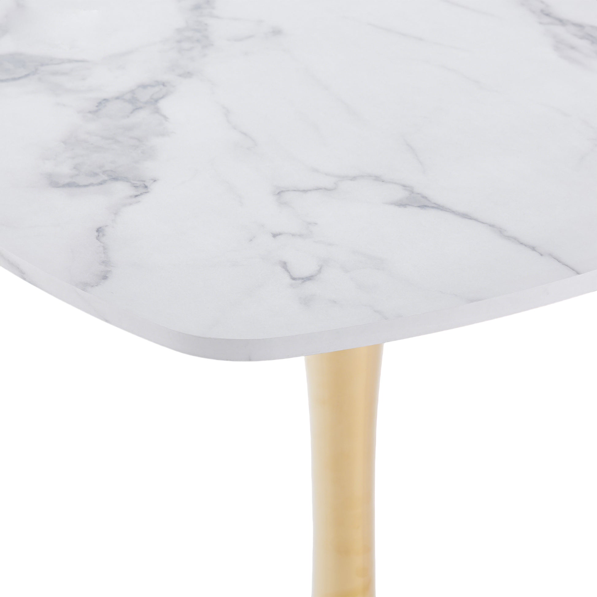 Square Tulip Dining Table for 2-4 Persons, 24 Inch Small Kitchen Table with Sturdy Golden Metal Pedestal Base, Modern Bistro Table for Small Space, Apartment, Cafe, Office, Living Room (White & Gold) image 10