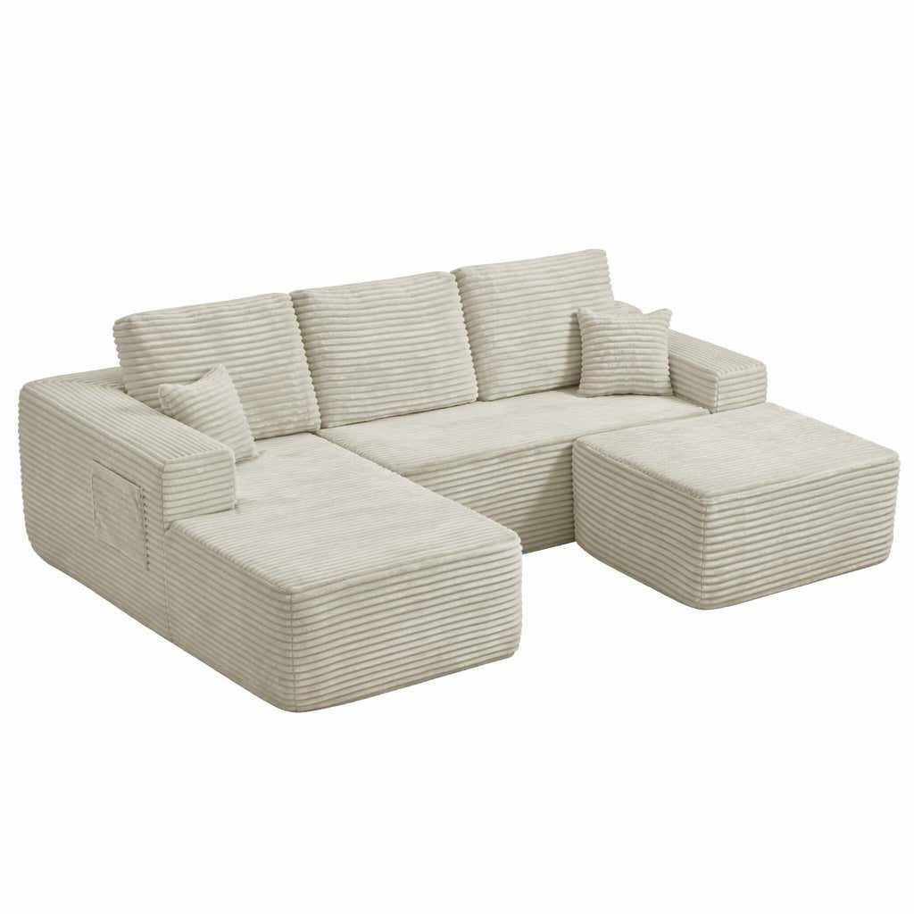 104''Cloud Sectional Couch with U-Shaped Chaise,Modern Modular Sofa with Deep Seat, Upholstered Couches for Living Room Bedroom,No Assembly Required,(Plush Fabric),Beige image 9