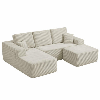 104''Cloud Sectional Couch with U-Shaped Chaise,Modern Modular Sofa with Deep Seat, Upholstered Couches for Living Room Bedroom,No Assembly Required,(Plush Fabric),Beige image 9