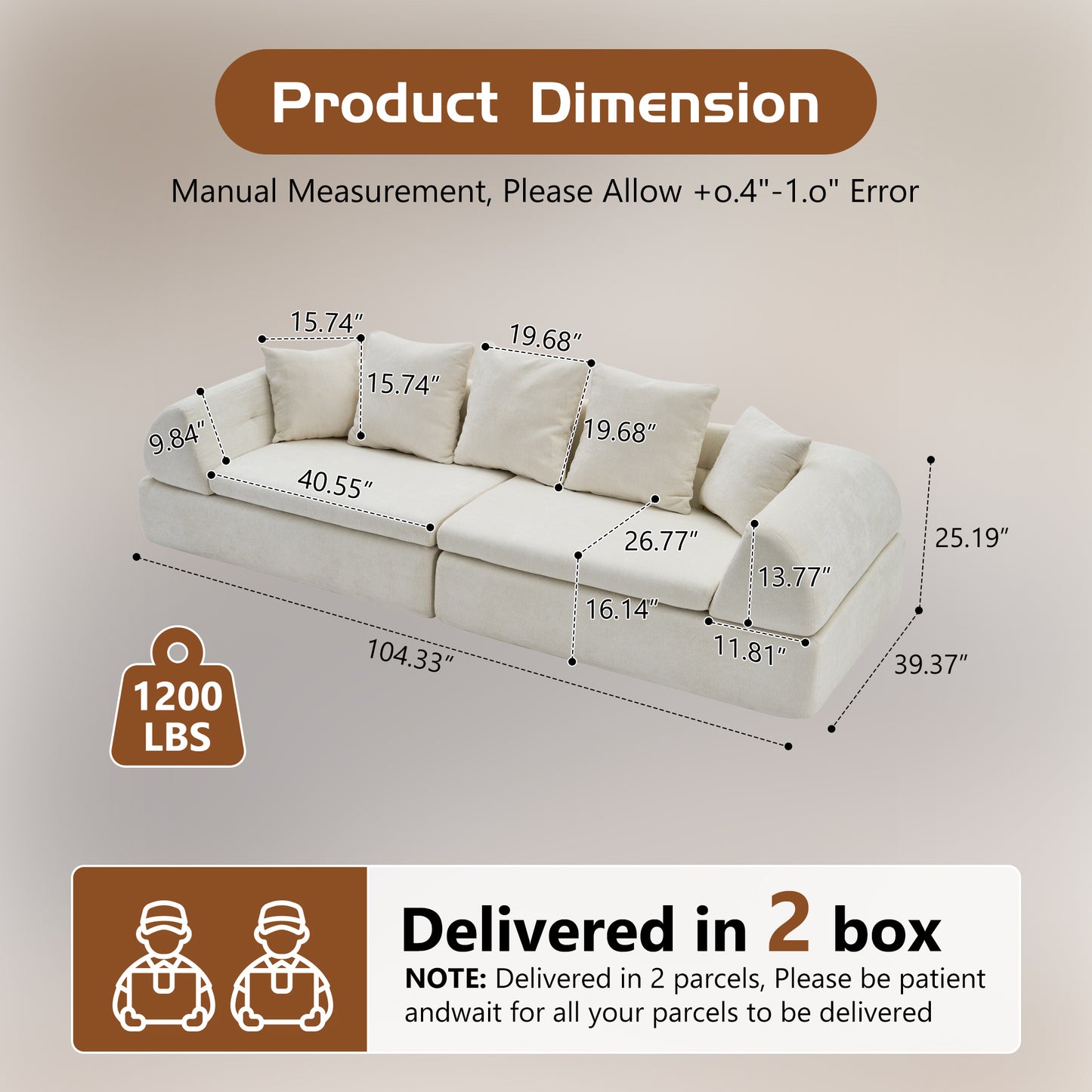 Cloud Modular Sectional Sofa - Shape Boneless Couch & Deep Fluffy Seat, No Assembly Required for Living Room Bedroom image 7