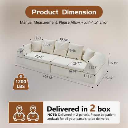 Cloud Modular Sectional Sofa - Shape Boneless Couch & Deep Fluffy Seat, No Assembly Required for Living Room Bedroom image 7