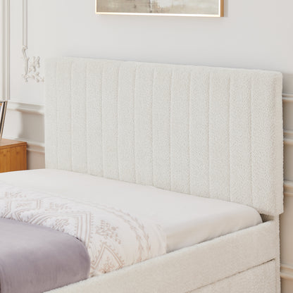 Full Size Vertical Striped Space Saving Upholstered Pull-out Bed with High Padded Back, Hidden Trundle Guest Bed Single to Double for Bedroom & Guest Room, Chenille image 7