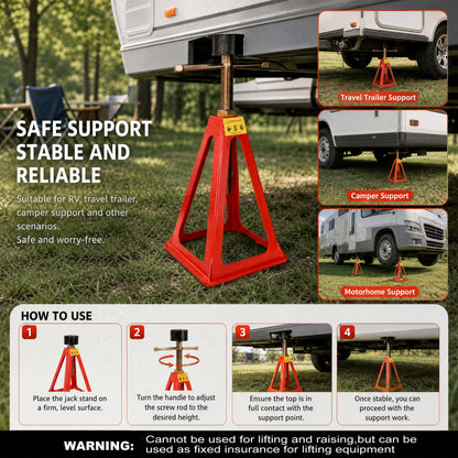 4-Pack RV Stabilizer Jacks, Heavy Duty Adjustable Screw Jack Stands for Travel Trailer Camper, 3300 Lbs Each Load Capacity, 11" to 17" Height Range, with Spare Nuts & Rubber Pads for RV Leveling & Sup image 7
