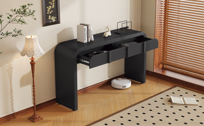 TREXM Modern Console Table with 2 Storage Drawers, Fluted Entryway Table with Rounded Silhouette for Hallway Living Room and Entryway (Black) image 7