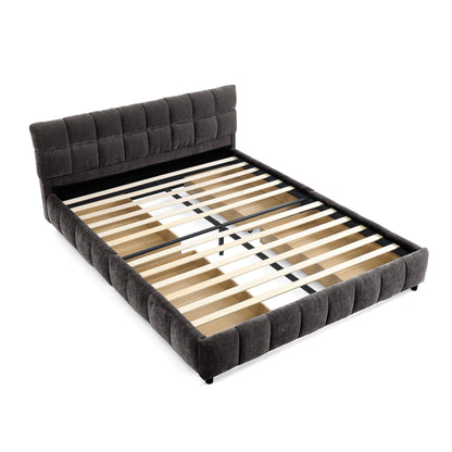 Queen Size Upholstered Bed,comfortable upholstered bed frame, Chenille fabric, with headboard and solid bed frame. With drawer for storage.-Dark Gray(88.5''*68.5''*31'') image 9